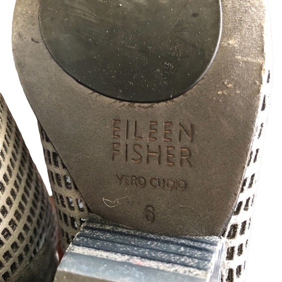 EILEEN FISHER Leather Netted Wedges - Picture 15 of 16